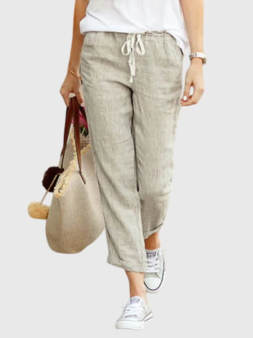 Women's Loose Fit Casual Summer Pants Elastic Waist Cotton