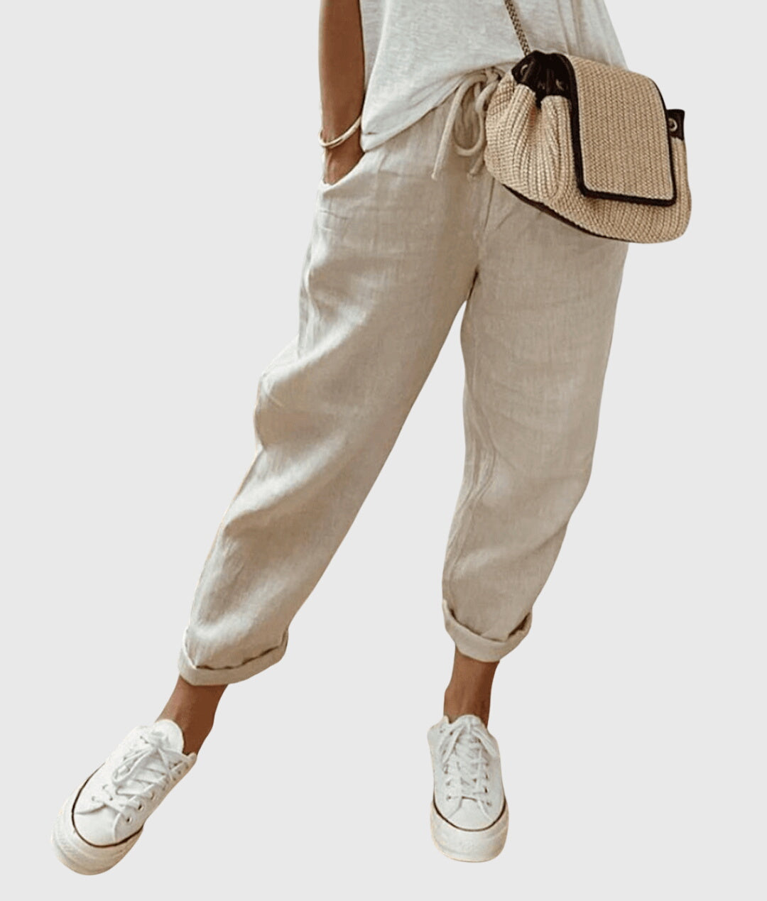 Women's Summer Pants Relaxed Fit Adjustable Waist Casual Design