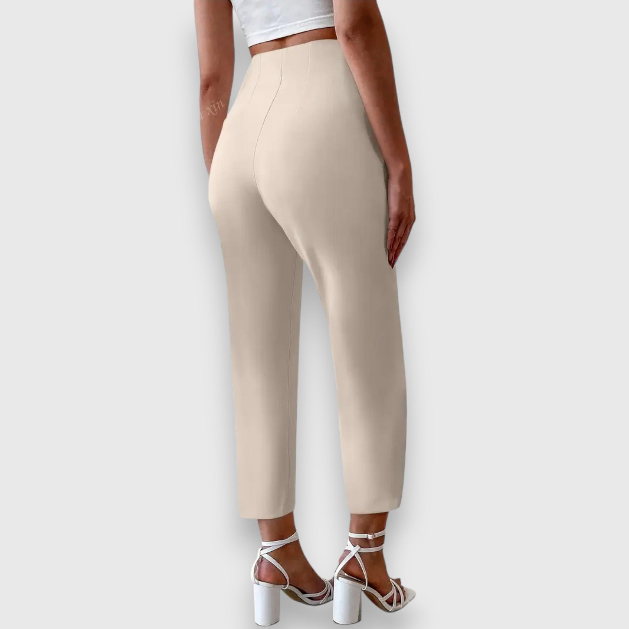 Women's High-Waisted Straight Leg Trousers Cotton Casual Fit