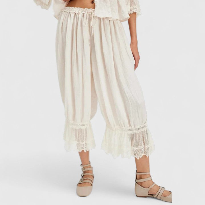 Women's Trousers Relaxed Fit Cotton Patchwork Design Casual