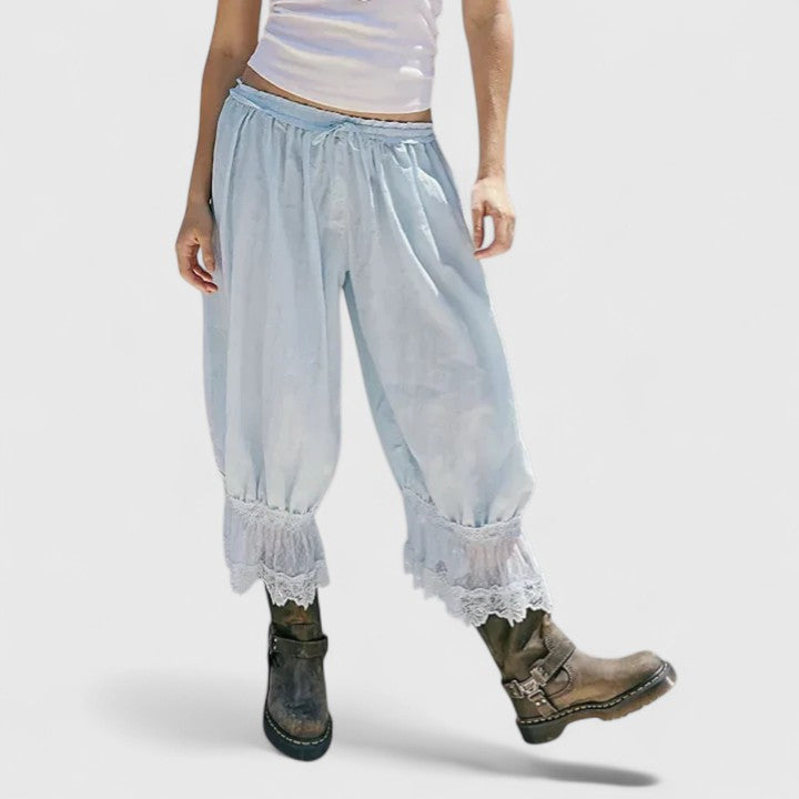 Women's Trousers Relaxed Fit Cotton Patchwork Design Casual