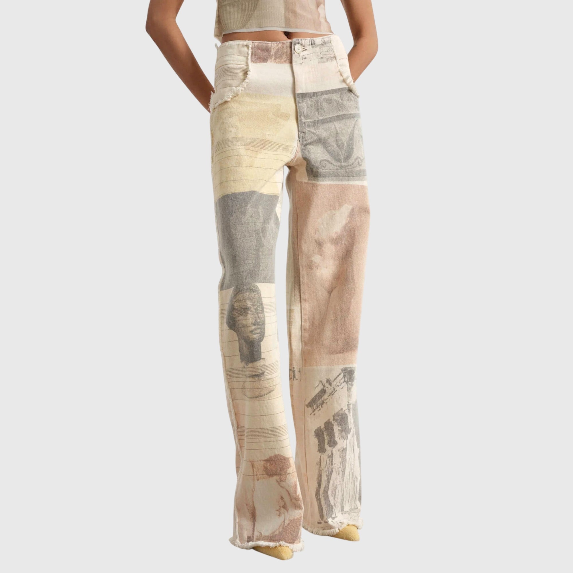Women's Wide Leg Jeans High Waist Raw Cut Hem Casual Style