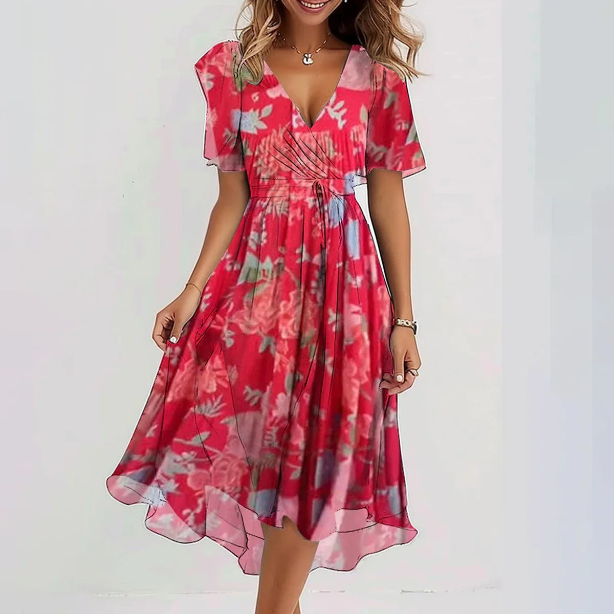 Women's Summer Dress Lightweight V-Neck Sleeveless Casual