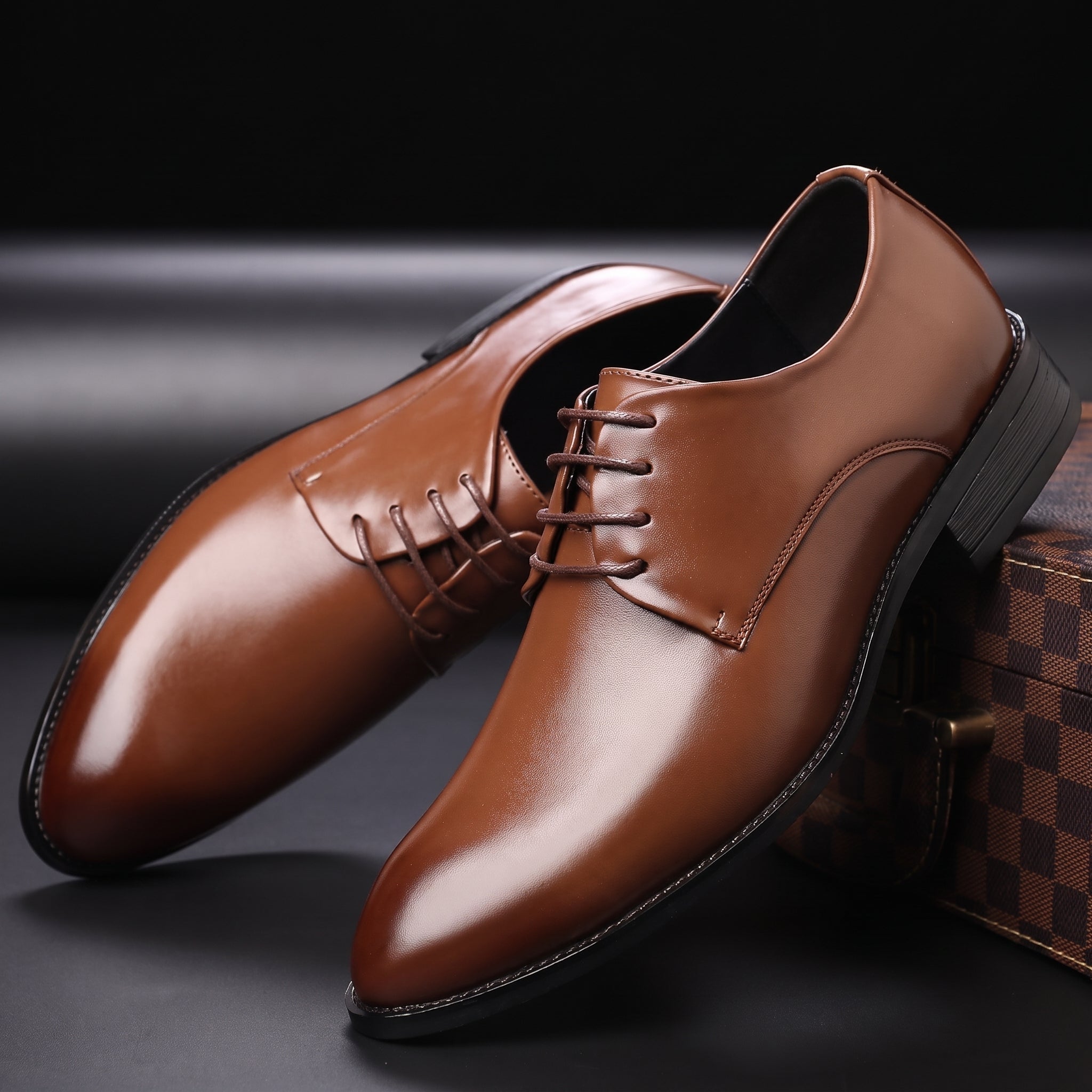 Benjamin - Men's Lace-Up Plain Derby Wedding Shoes - Wedding Shoes - Brown - Taylor & Bennett