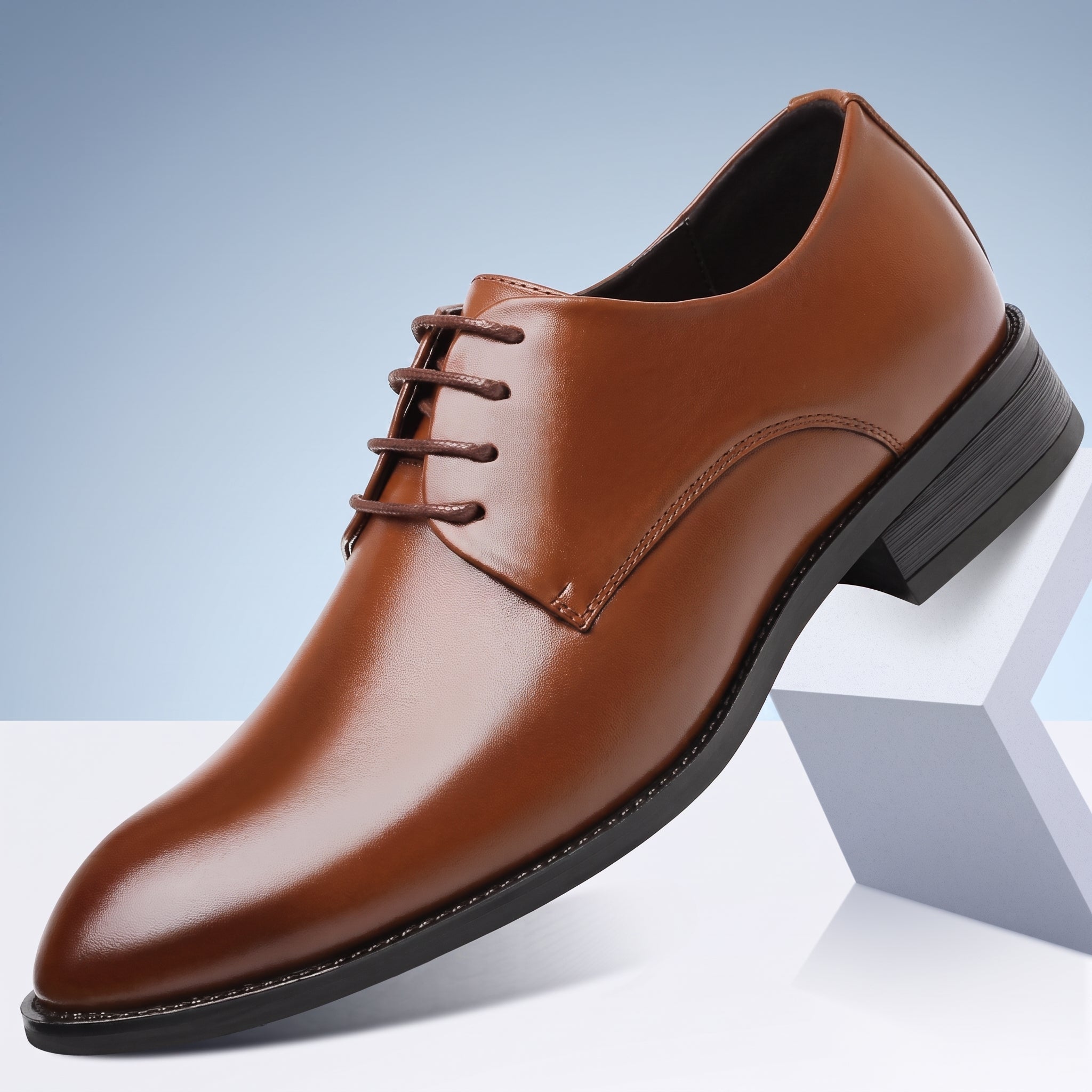 Benjamin - Men's Lace-Up Plain Derby Wedding Shoes - Wedding Shoes - Brown - Taylor & Bennett