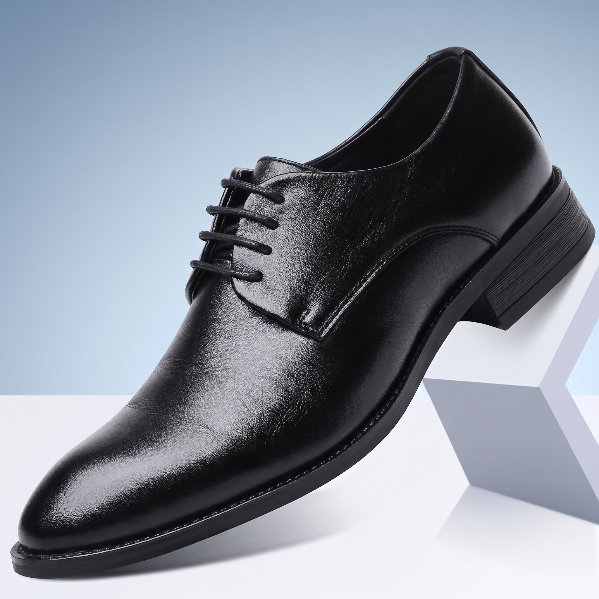 Benjamin - Men's Lace-Up Plain Derby Wedding Shoes - Wedding Shoes - Black - Taylor & Bennett
