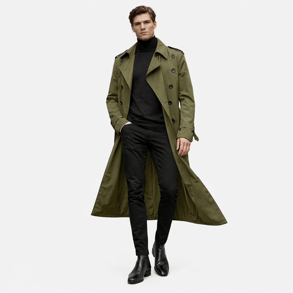 Coleeast-London Green / XS JAMES, X-Long Single-Breasted Trench Coat