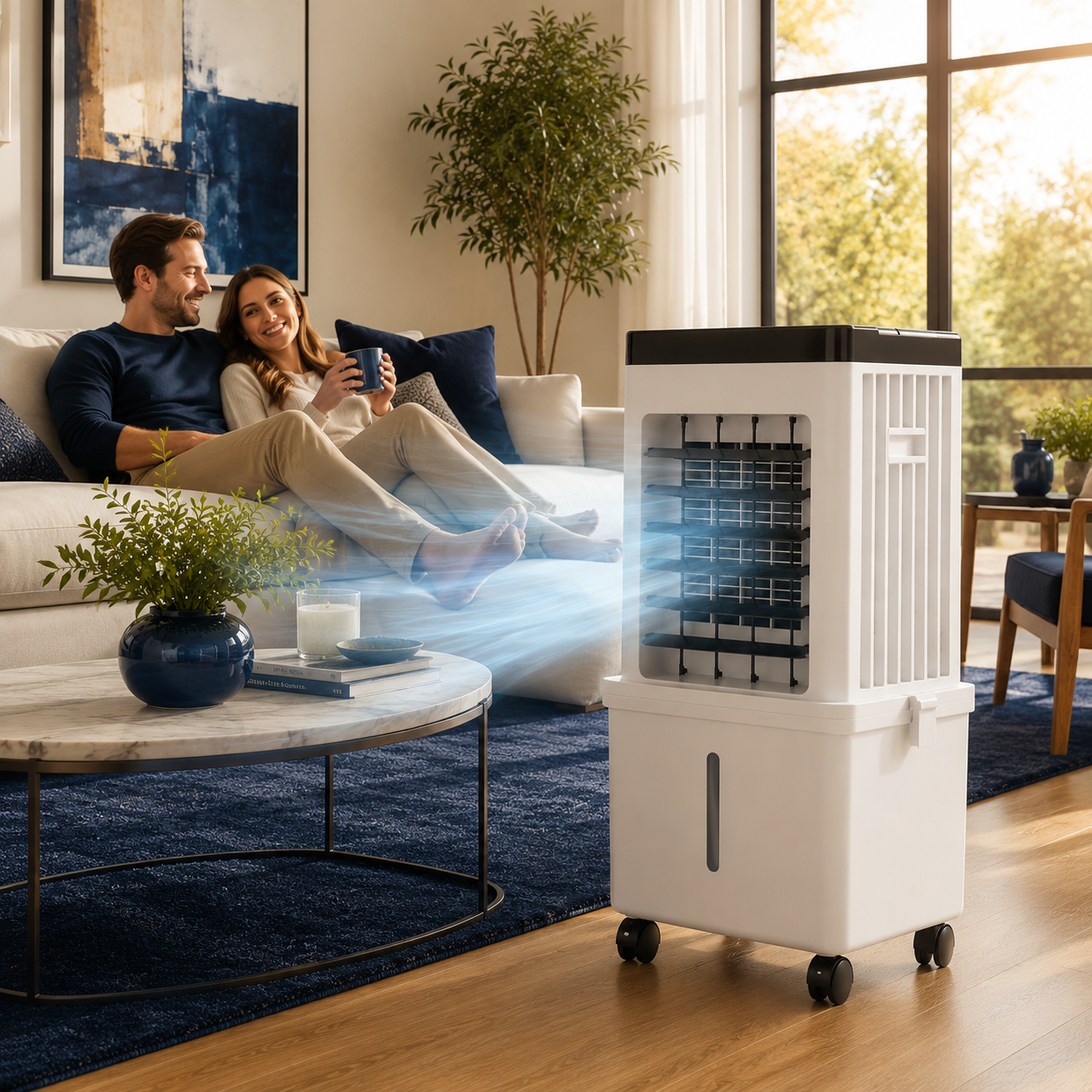Portable Air Cooler Humidifier - 2-in-1 Compact Design for Home Office