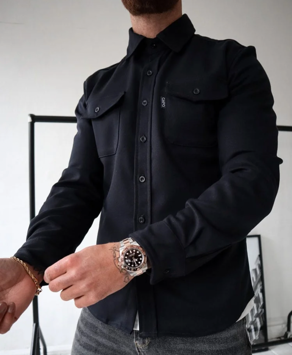 Men's Chest Pocket Button Shirt Jacket