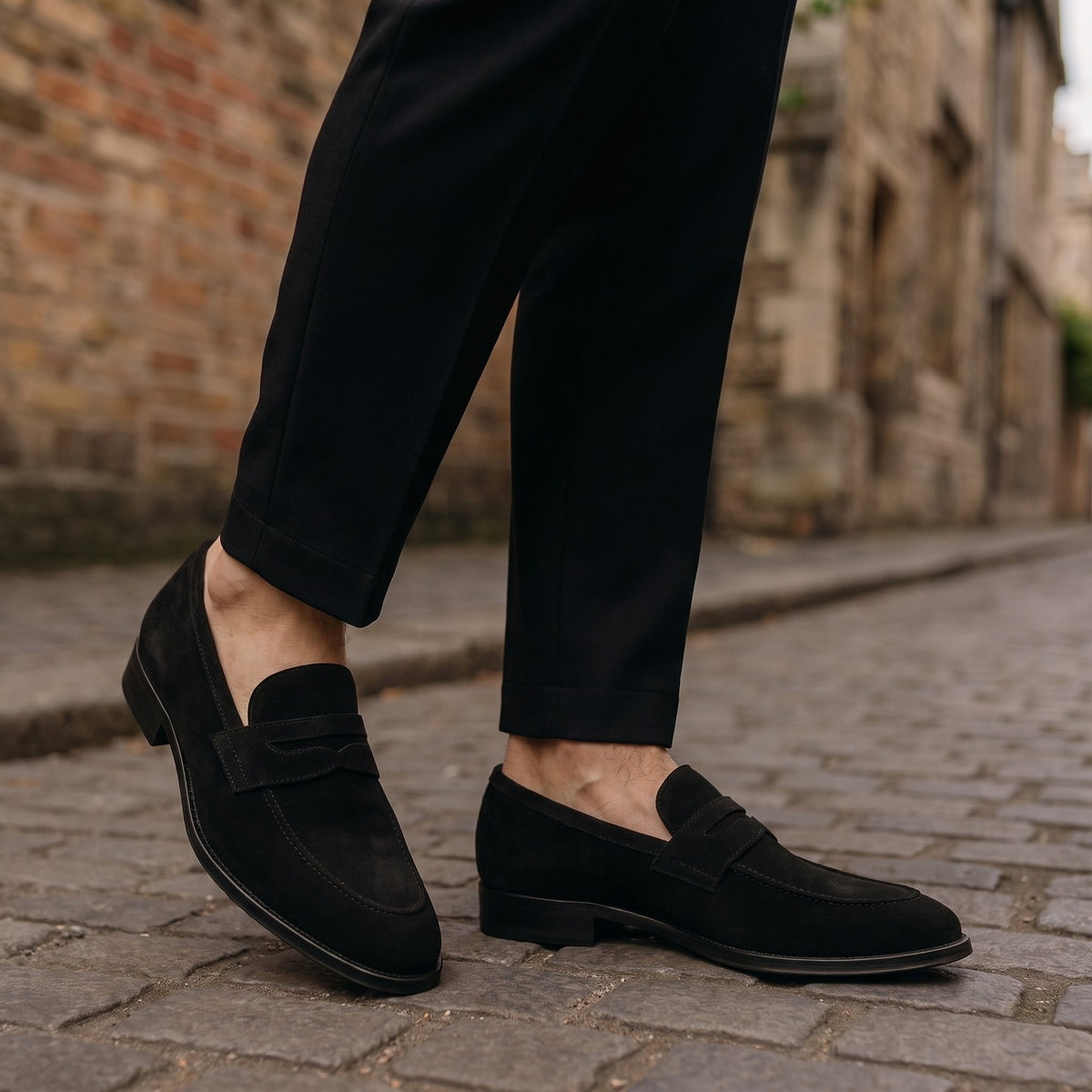 Oliver - Men's Smart Casual Round Toe Penny Loafers - Shoes men - Black - Taylor & Bennett
