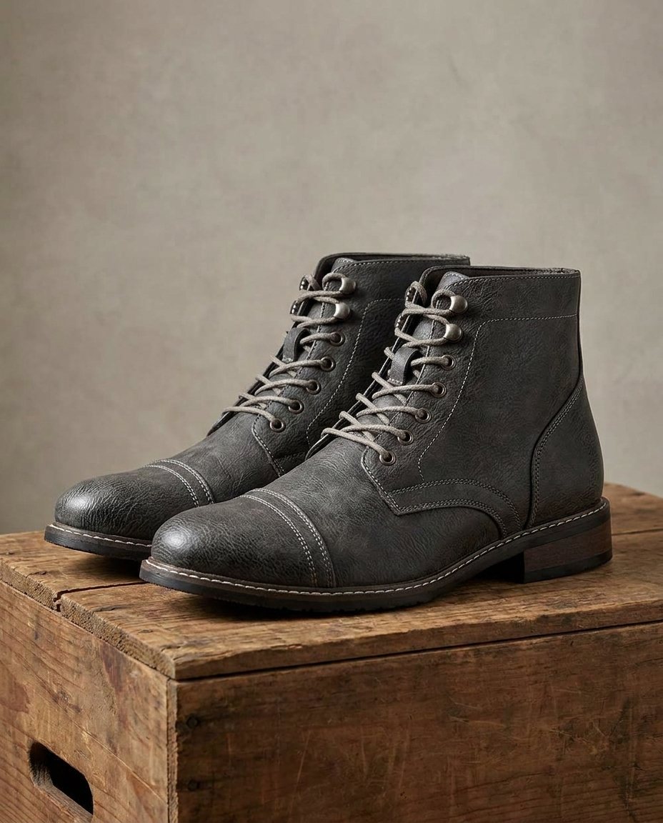 Men's Lace Up Boots Casual Footwear Durable Leather