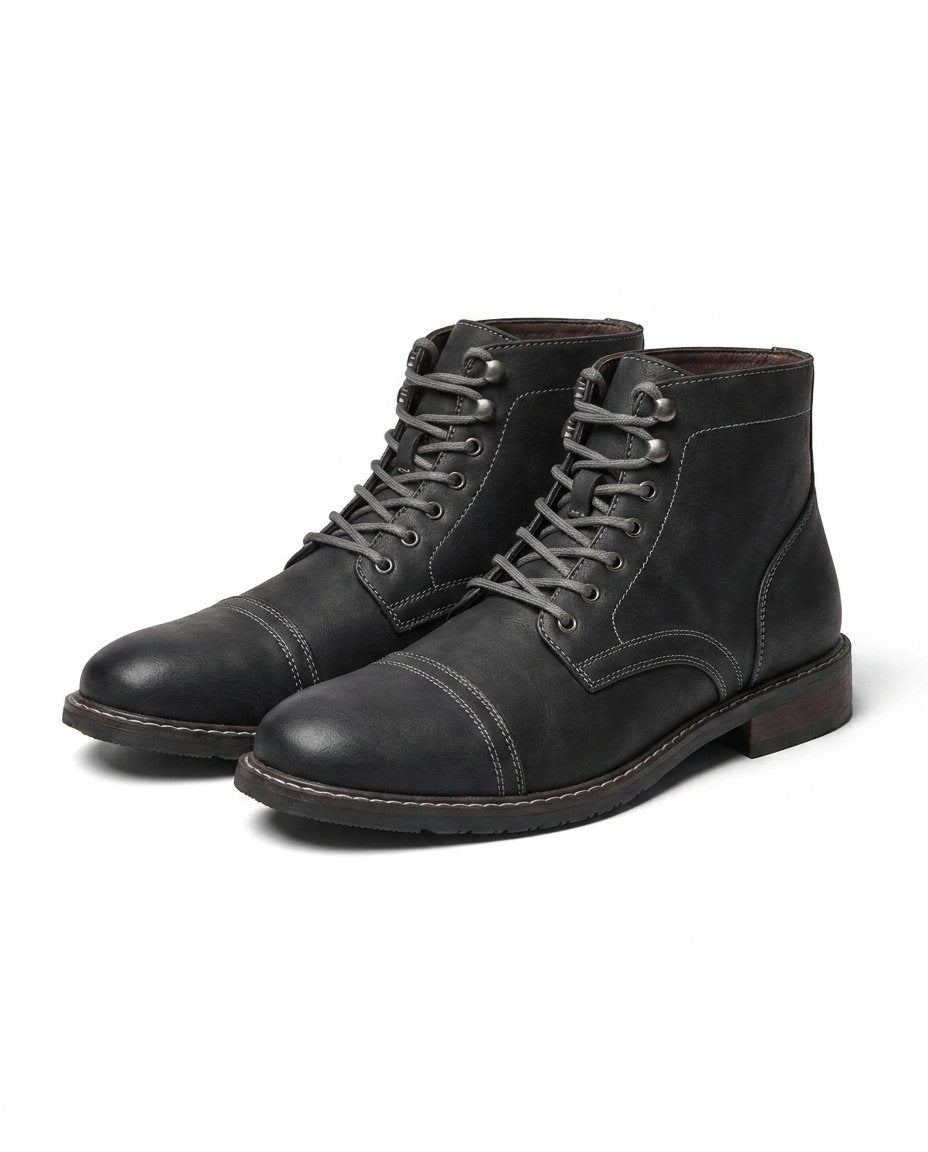 Men's Lace Up Boots Casual Footwear Durable Leather