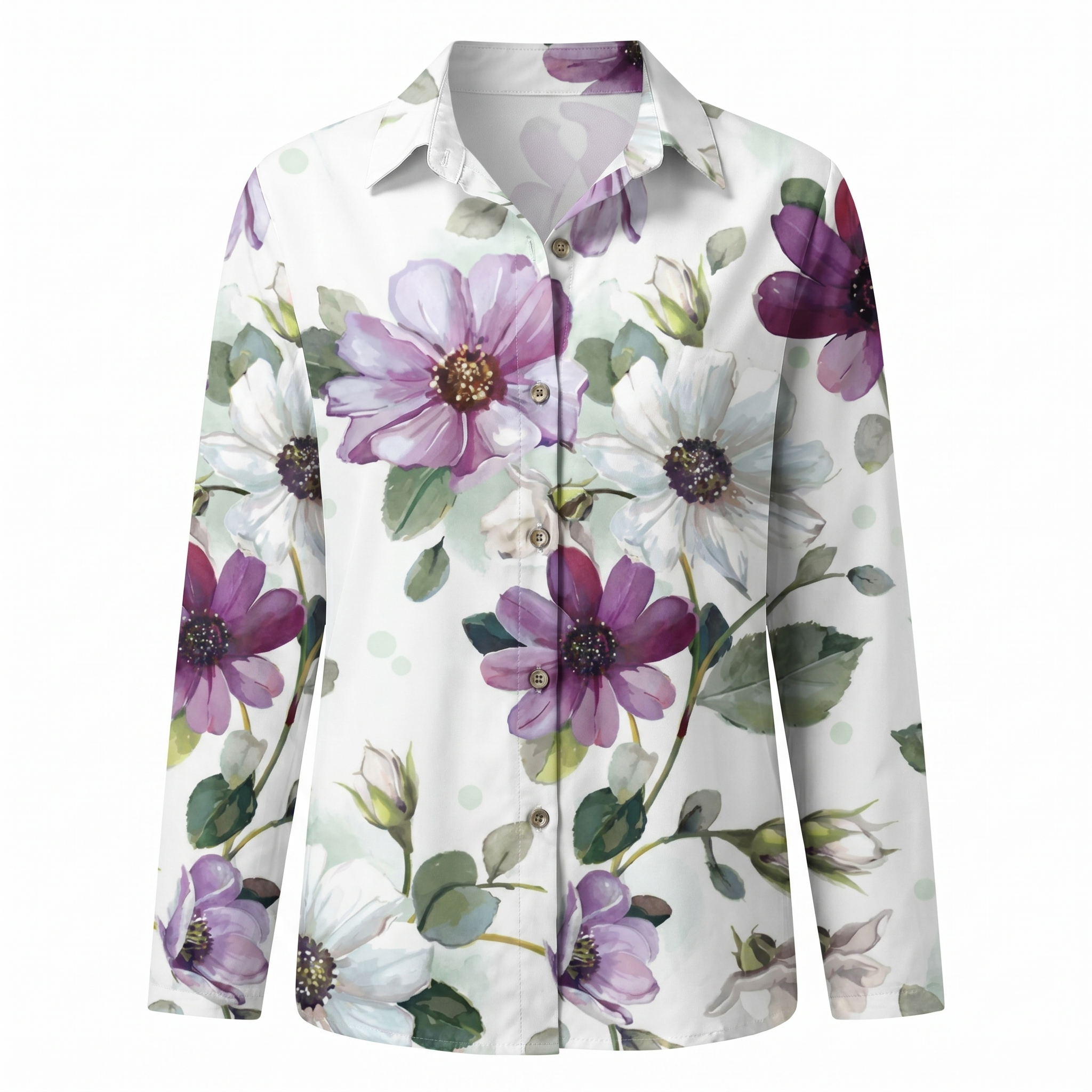Women's Blouse Abstract Print Split Neck Long Sleeve Casual Top