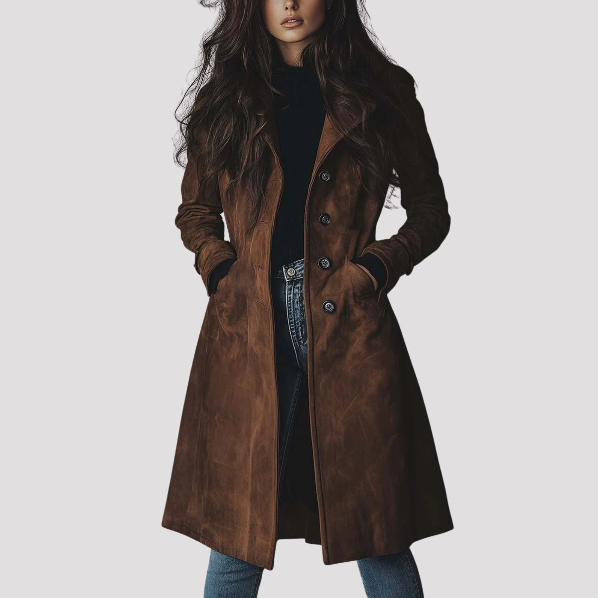 Ruby | Women's Longline Suede Trench Coat