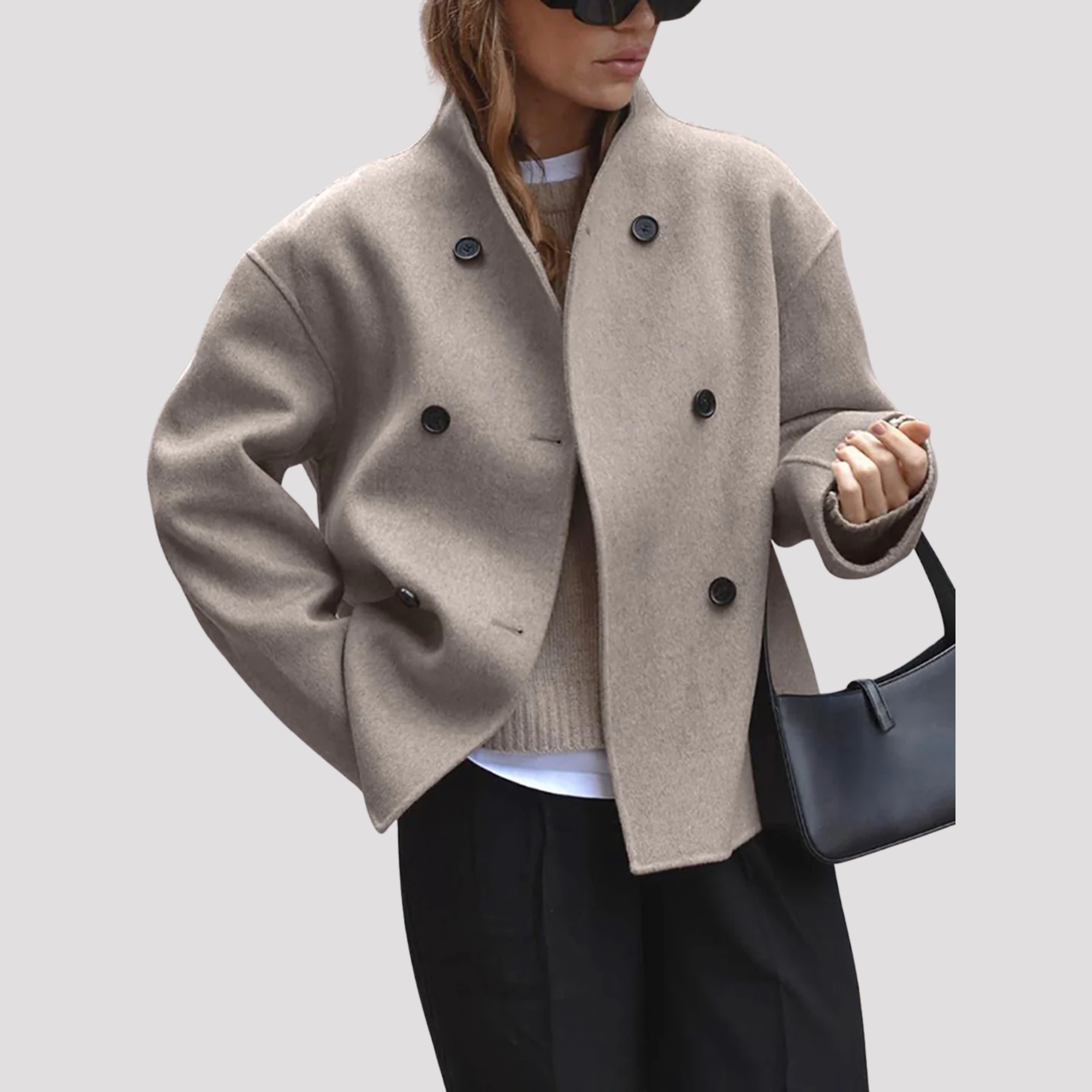 Charlotte | Women's Oversized Collarless Double Breasted Peacoat