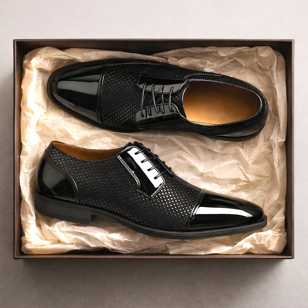 PATENT CAP TOE OXFORD FOR MEN