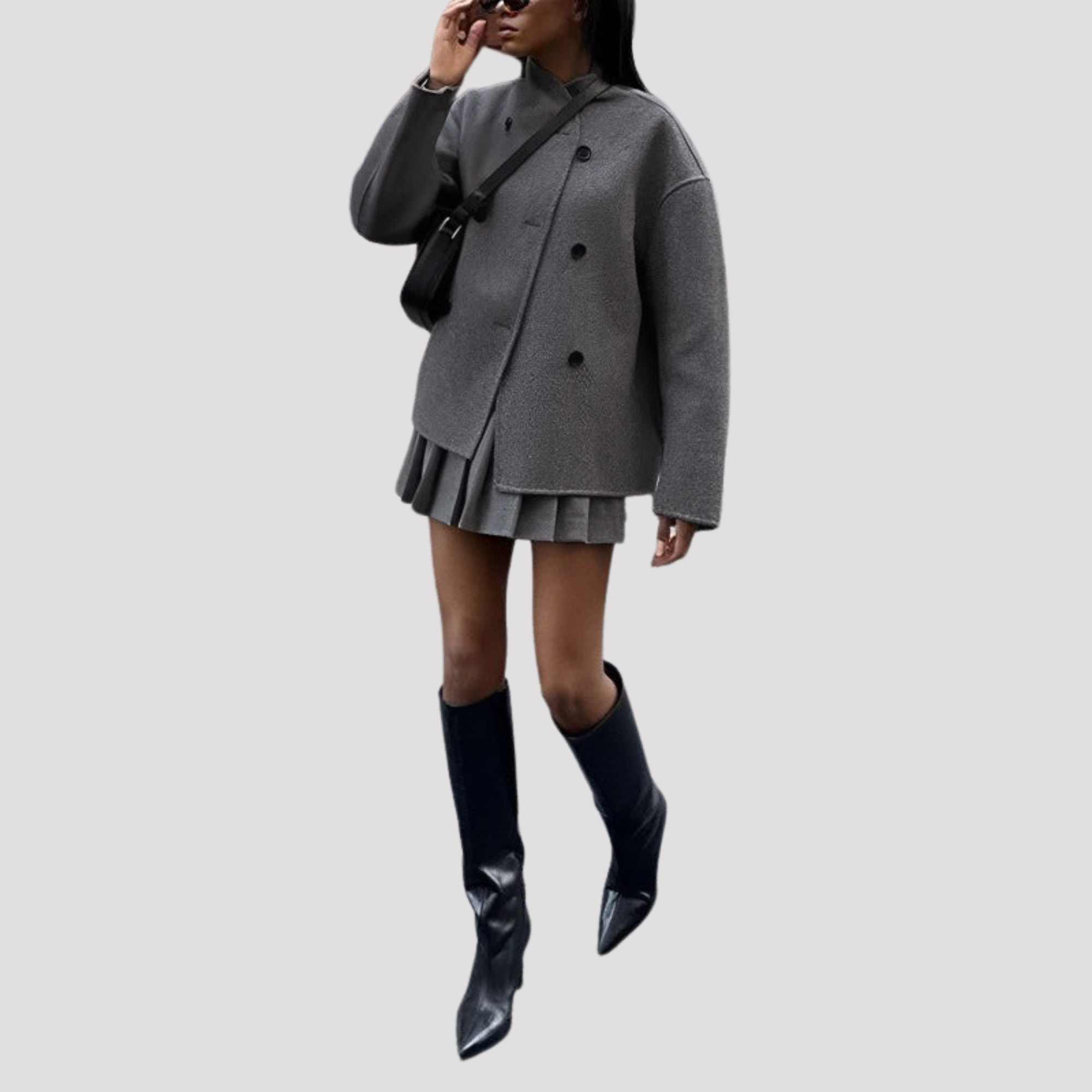 Charlotte | Women's Oversized Collarless Double Breasted Peacoat