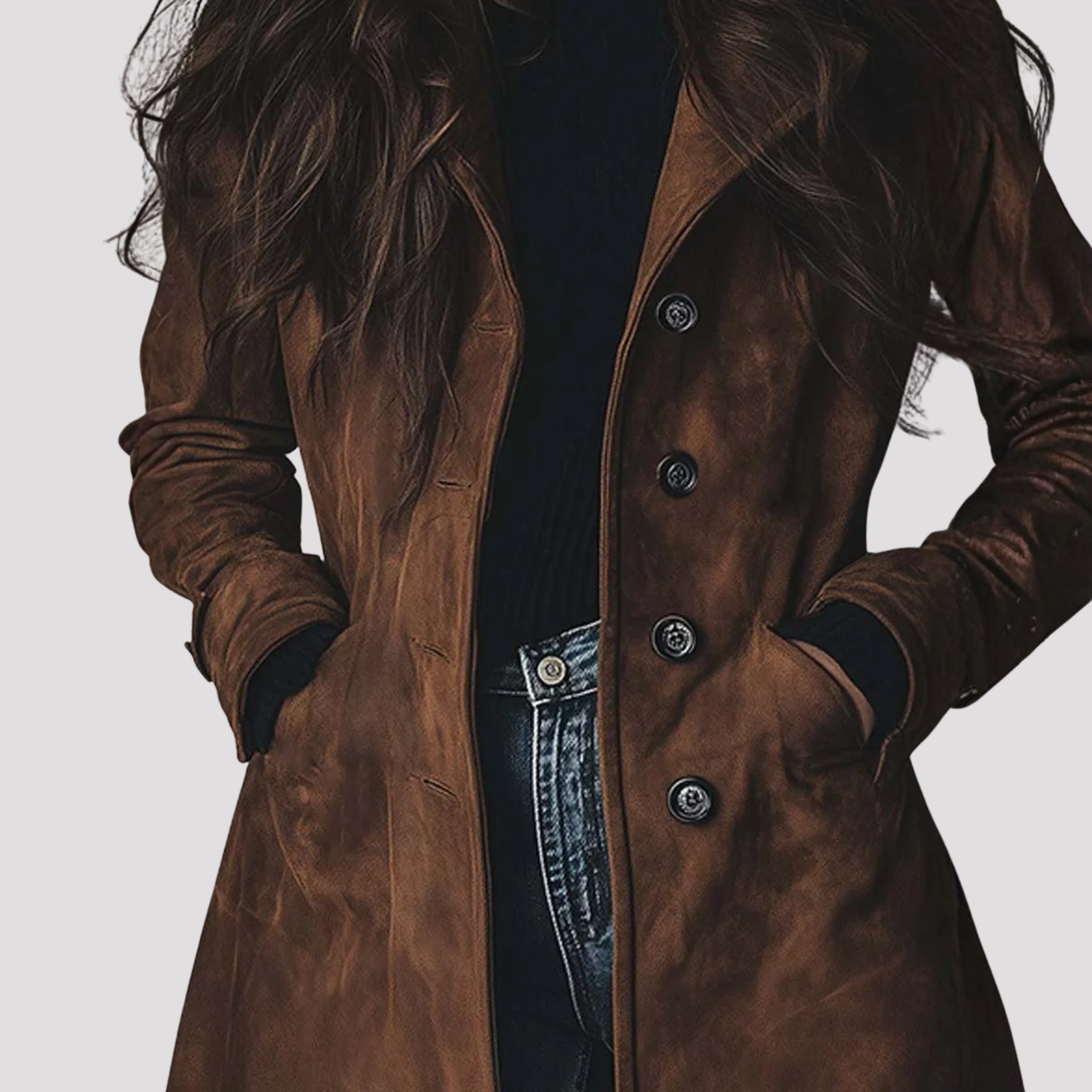 Ruby | Women's Longline Suede Trench Coat