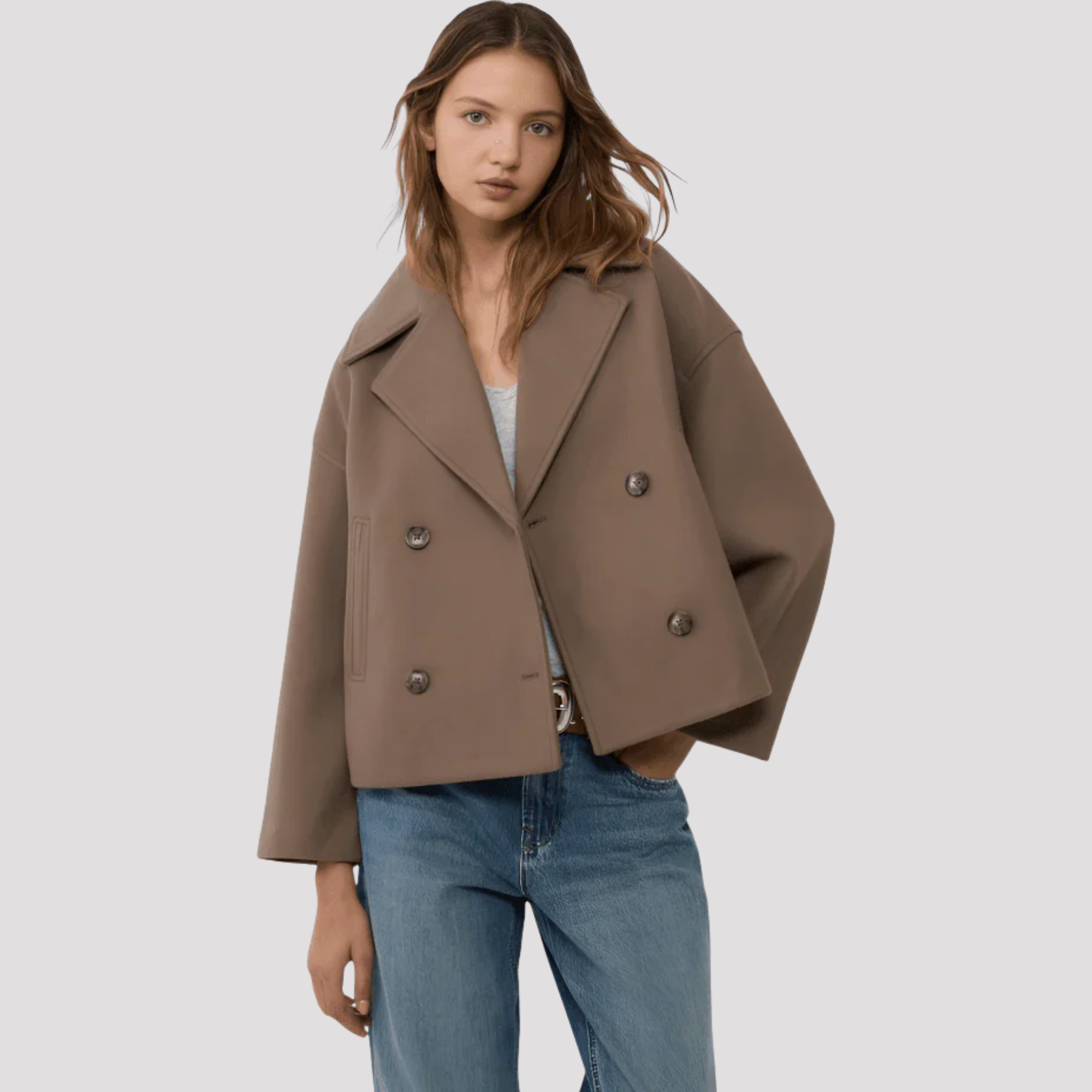 Amelia | Women's Double Breasted Cropped Peacoat