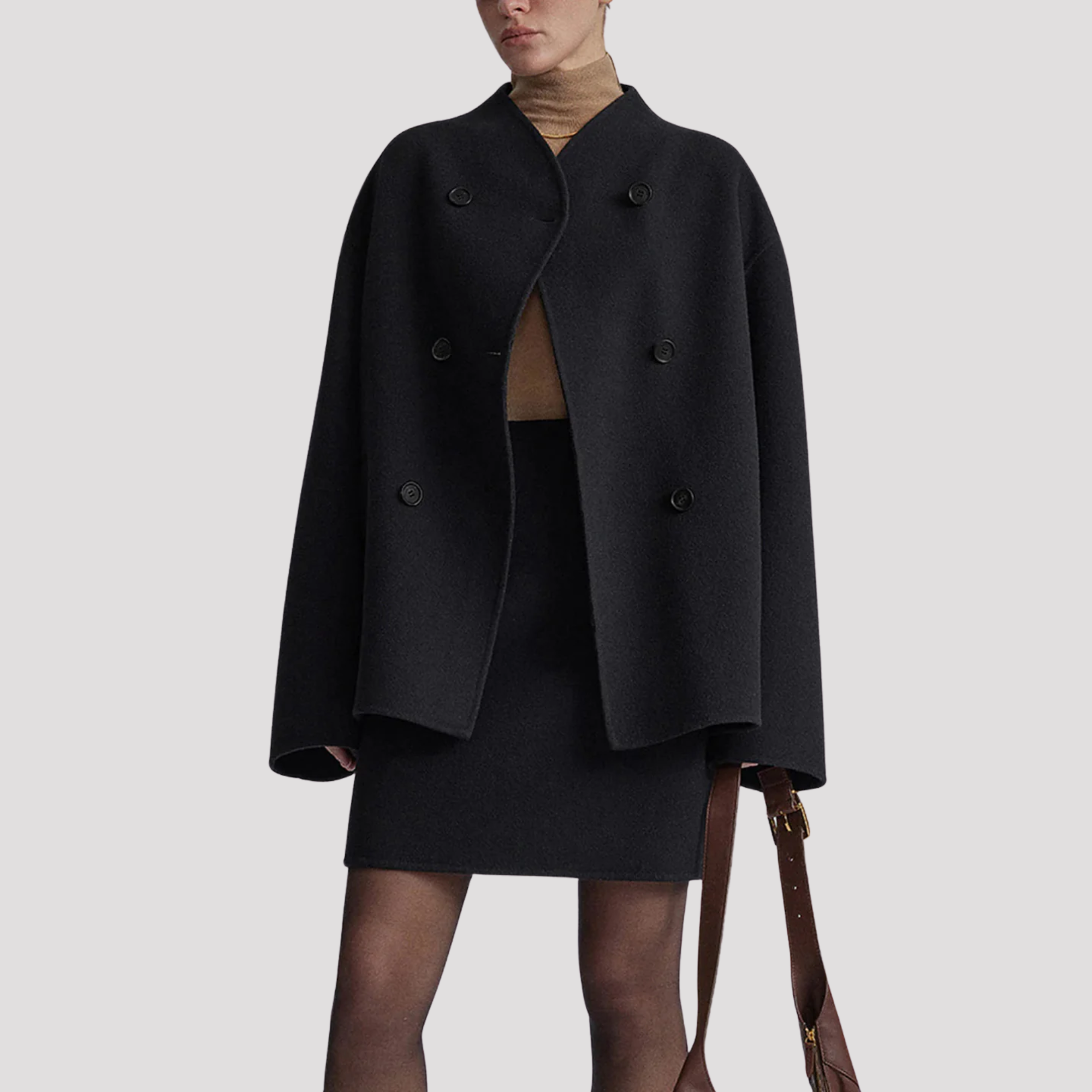 Charlotte | Women's Oversized Collarless Double Breasted Peacoat