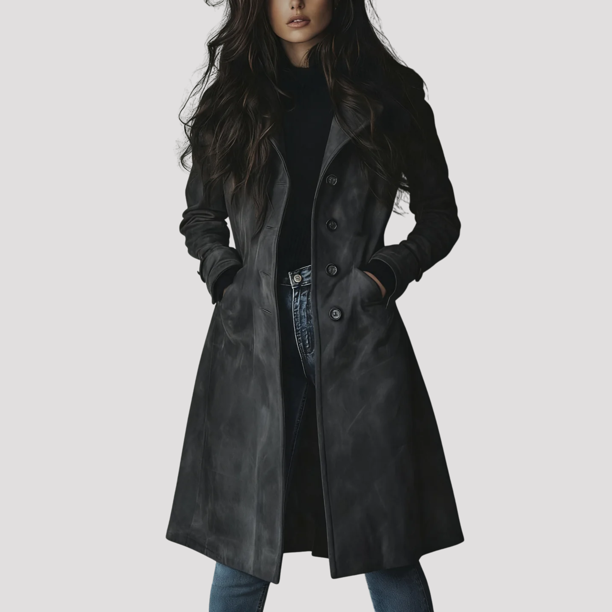 Ruby | Women's Longline Suede Trench Coat