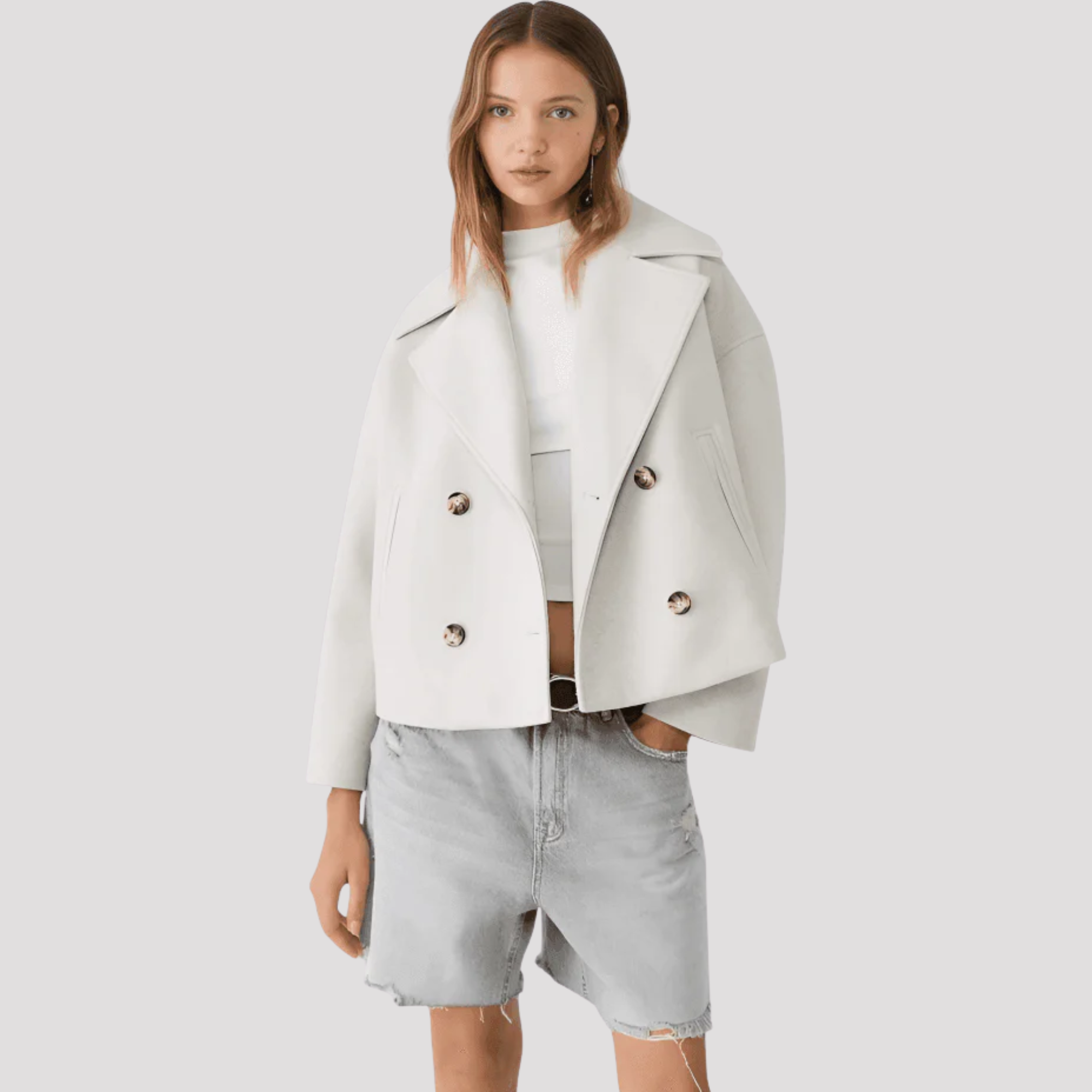 Amelia | Women's Double Breasted Cropped Peacoat