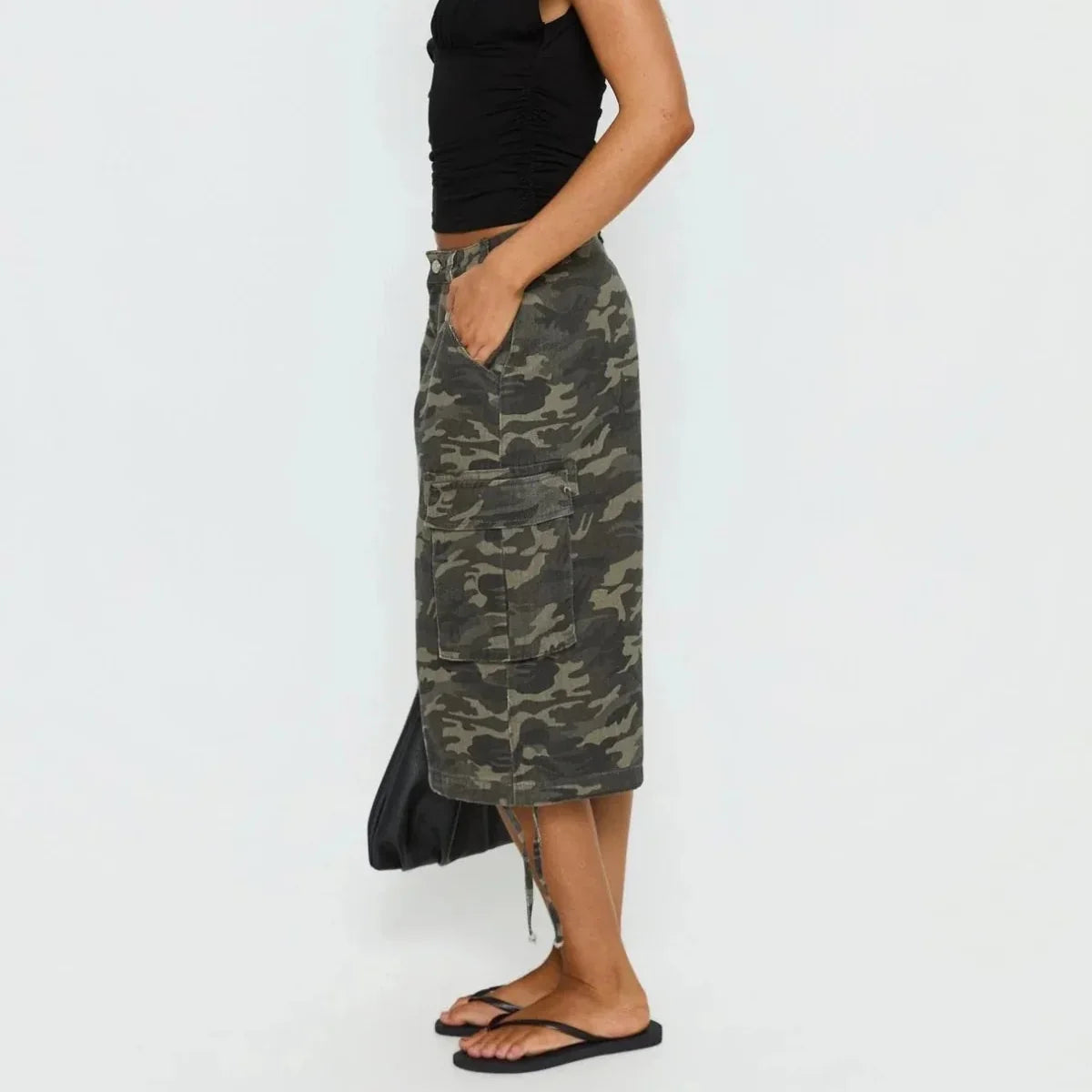 Women's Camo Cargo Shorts Longline Design Casual Outdoor Wear