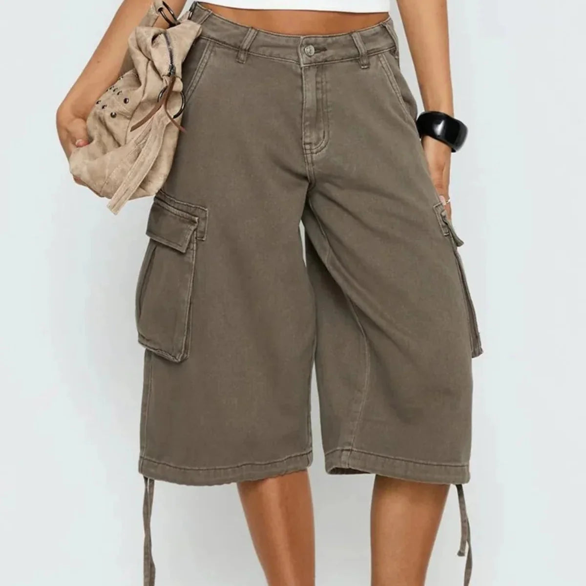 Women's Camo Cargo Shorts Longline Design Casual Outdoor Wear
