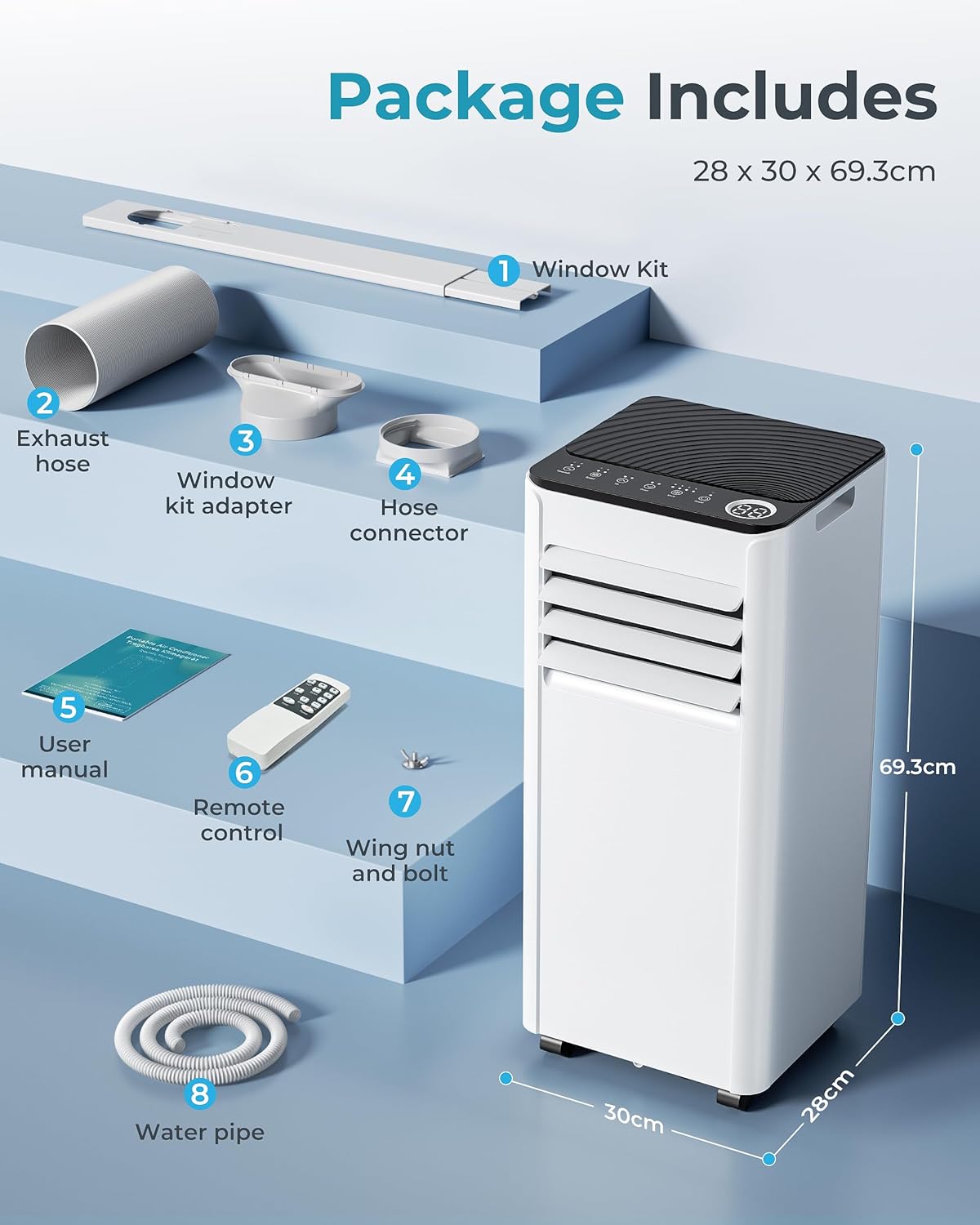 9000 BTU Portable Air Conditioner Dehumidifier Sleep Mode Remote Control