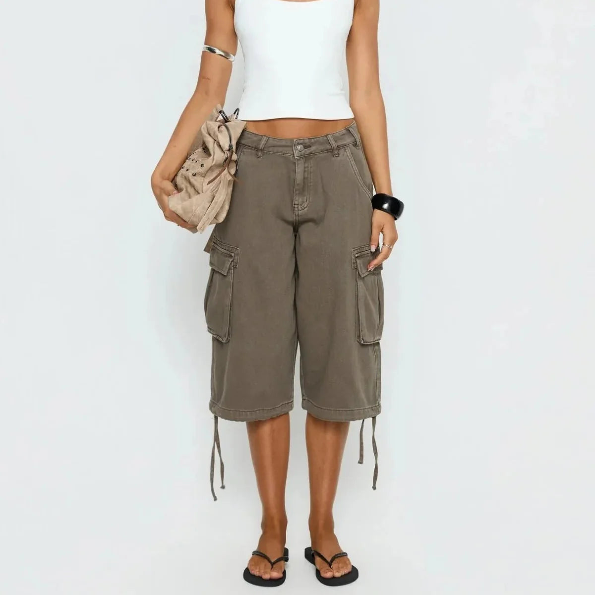 Women's Camo Cargo Shorts Longline Design Casual Outdoor Wear