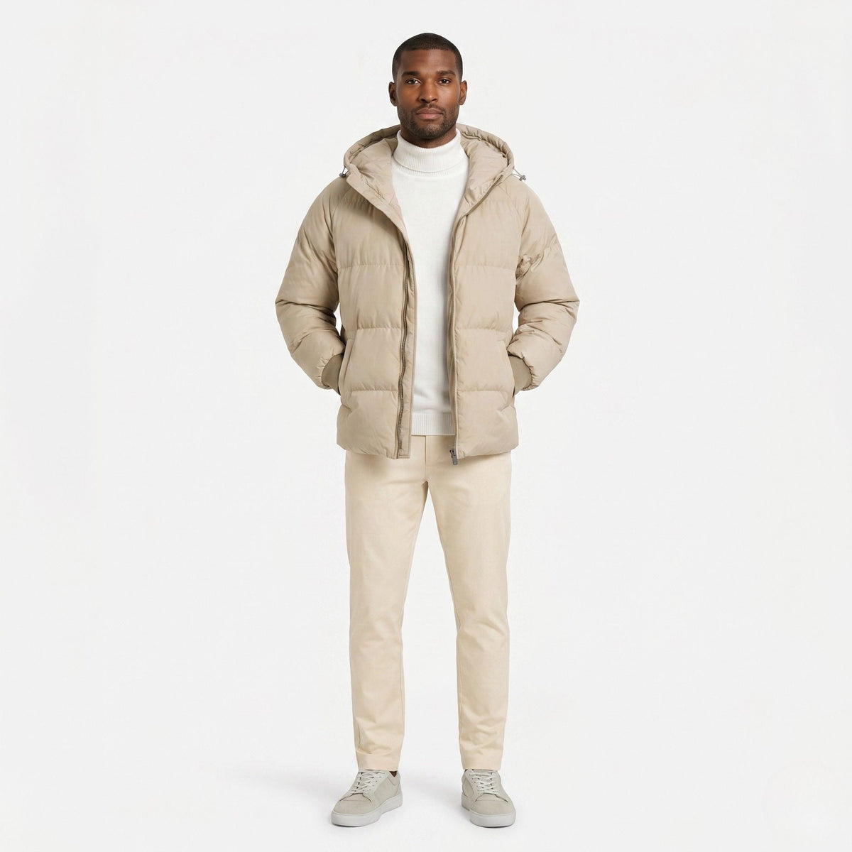Men's Puffer Jacket Hood Zip-Up Regular Fit