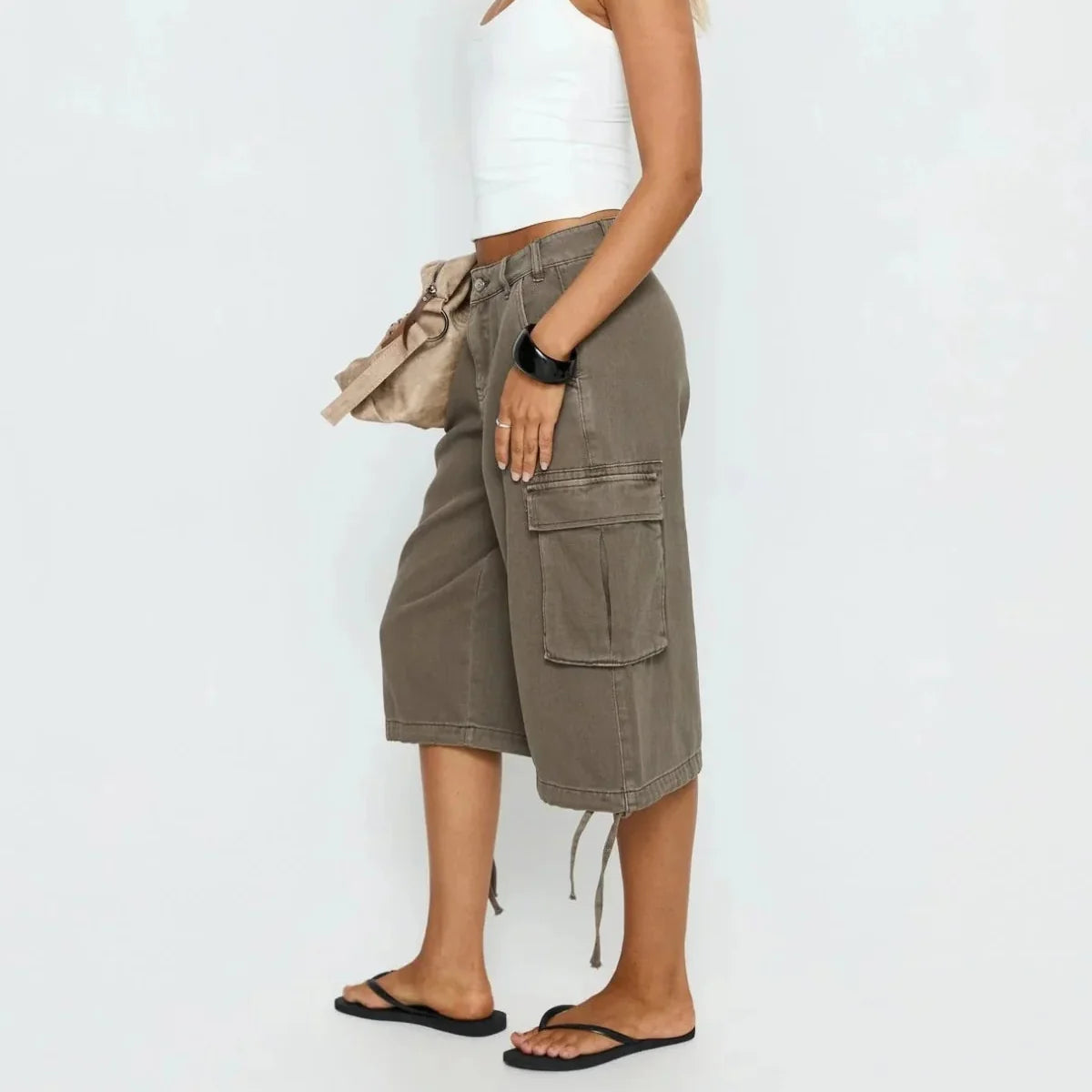 Women's Camo Cargo Shorts Longline Design Casual Outdoor Wear