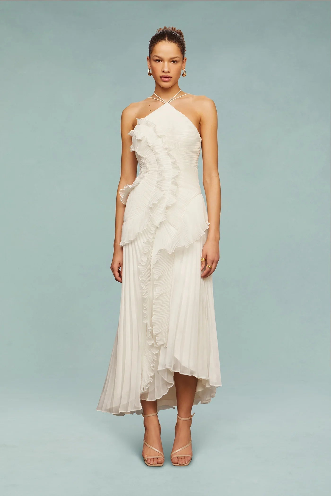 Women's Maxi Dress One Shoulder Ruffle Asymmetric Hem