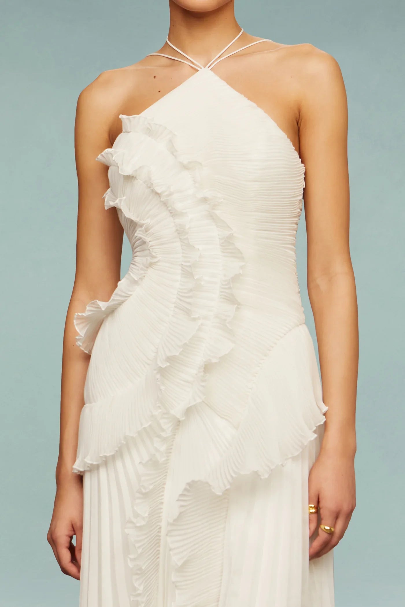 Women's Maxi Dress One Shoulder Ruffle Asymmetric Hem
