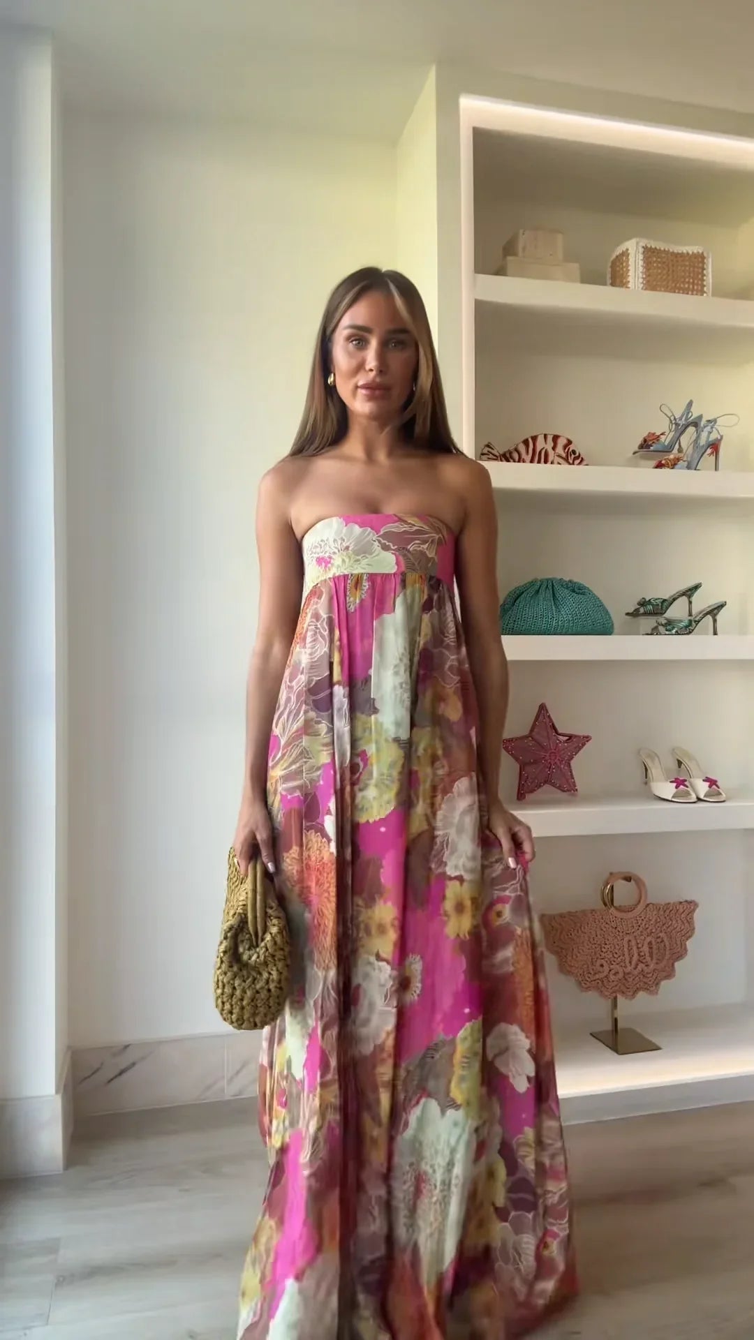 Women's Maxi Dress Floral Strapless Summer Style