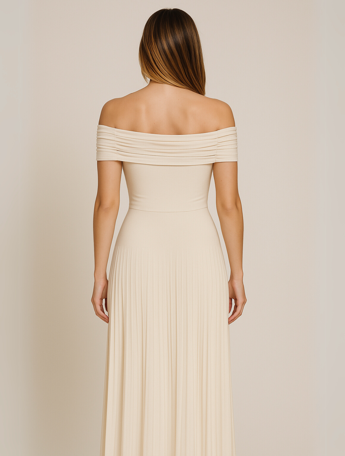Women's Maxi Dress Off-Shoulder Pleated Long Length
