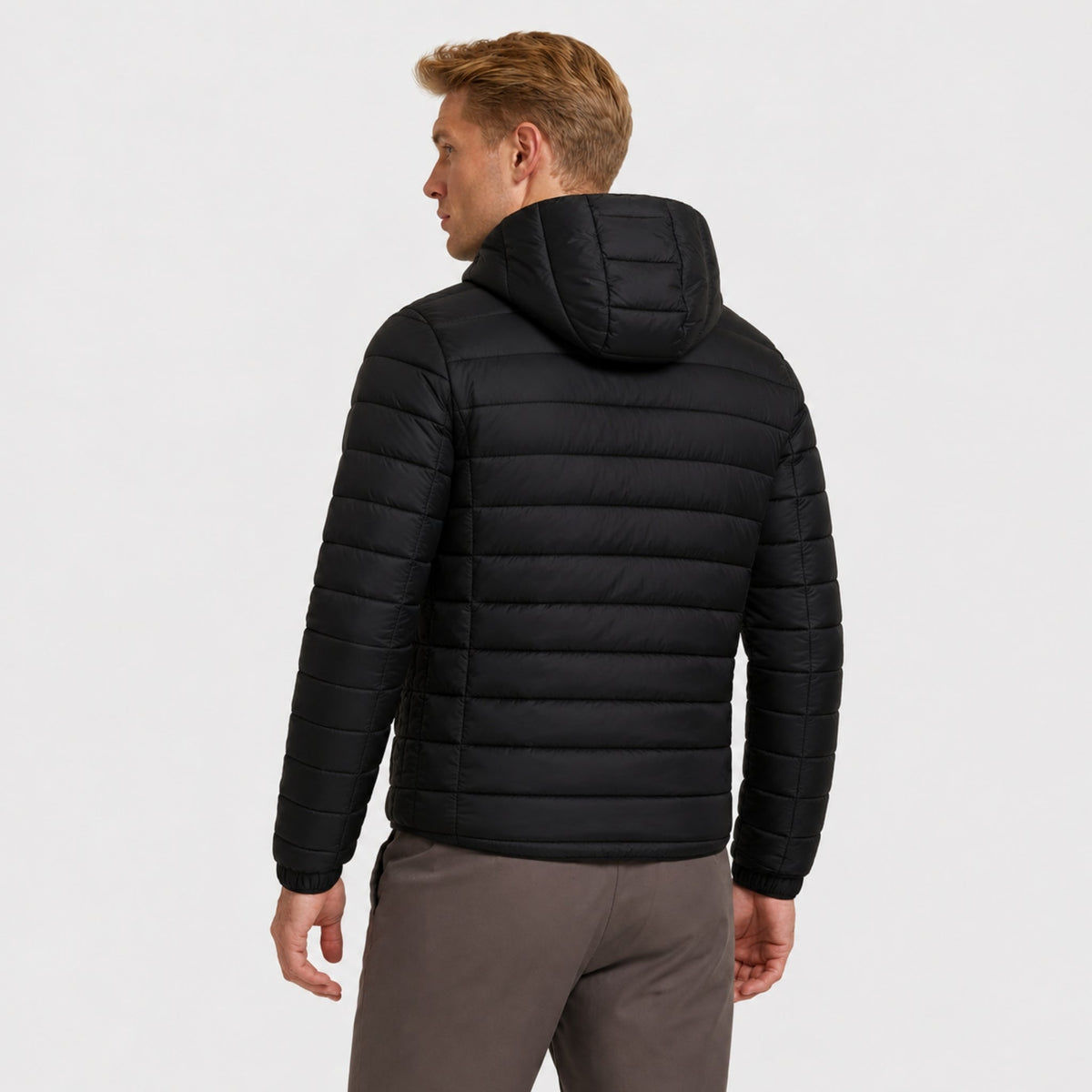 Men's Lightweight Padded Jacket Hooded Zip-Up Regular Fit