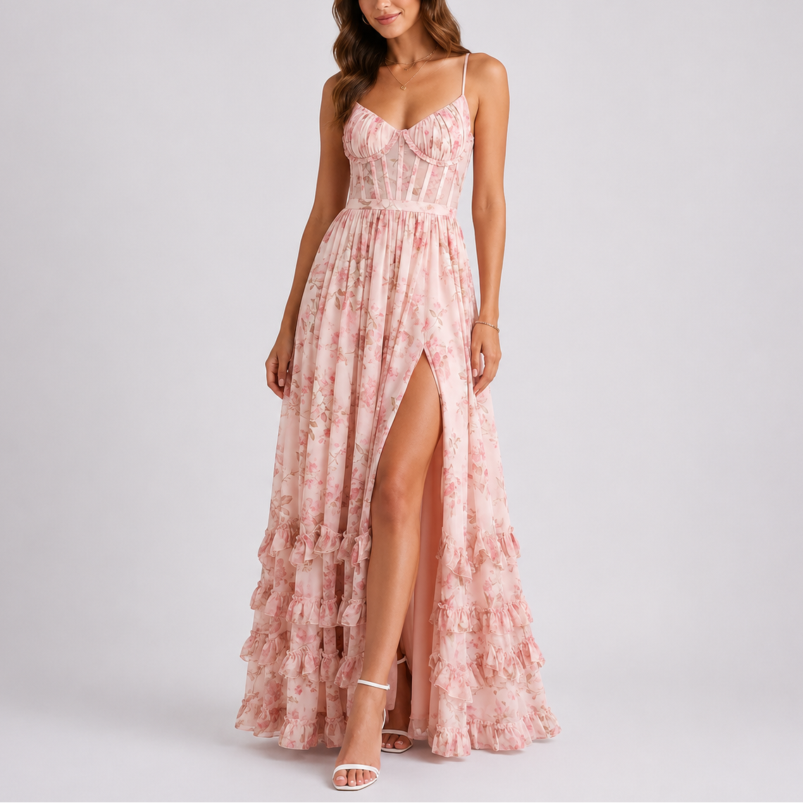 Women's Maxi Dress Floral Corset Design