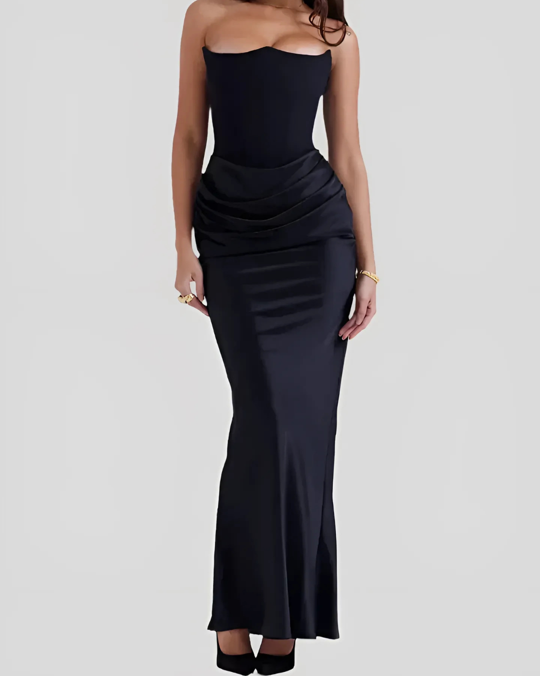 Women's Maxi Dress Draped Design | Elegant Wedding Attire