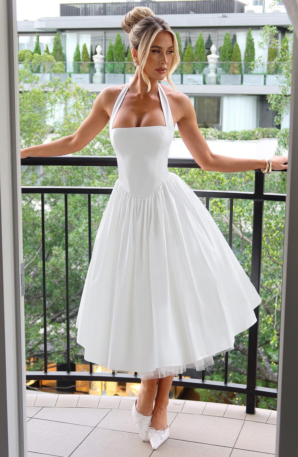 Women's Halter Midi Formal Dress | Violet | Wedding Guest Attire