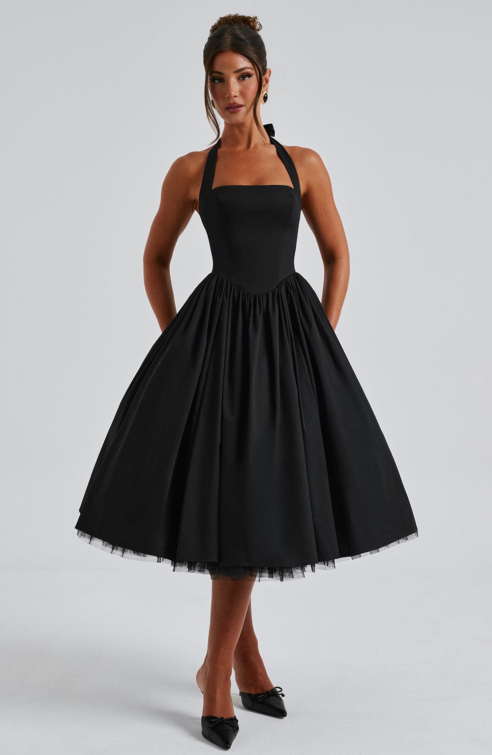 Women's Halter Midi Formal Dress | Violet | Wedding Guest Attire