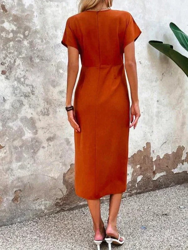 Women's Wrap V-Neck Midi Dress