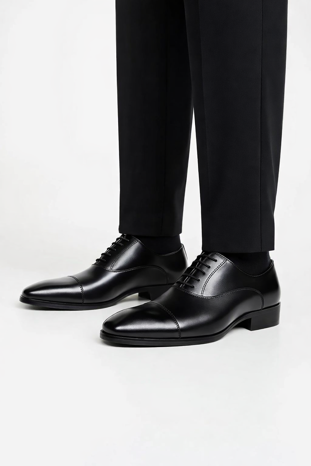 Oxford Shoe Lace Up Cap Toe Low Heel
