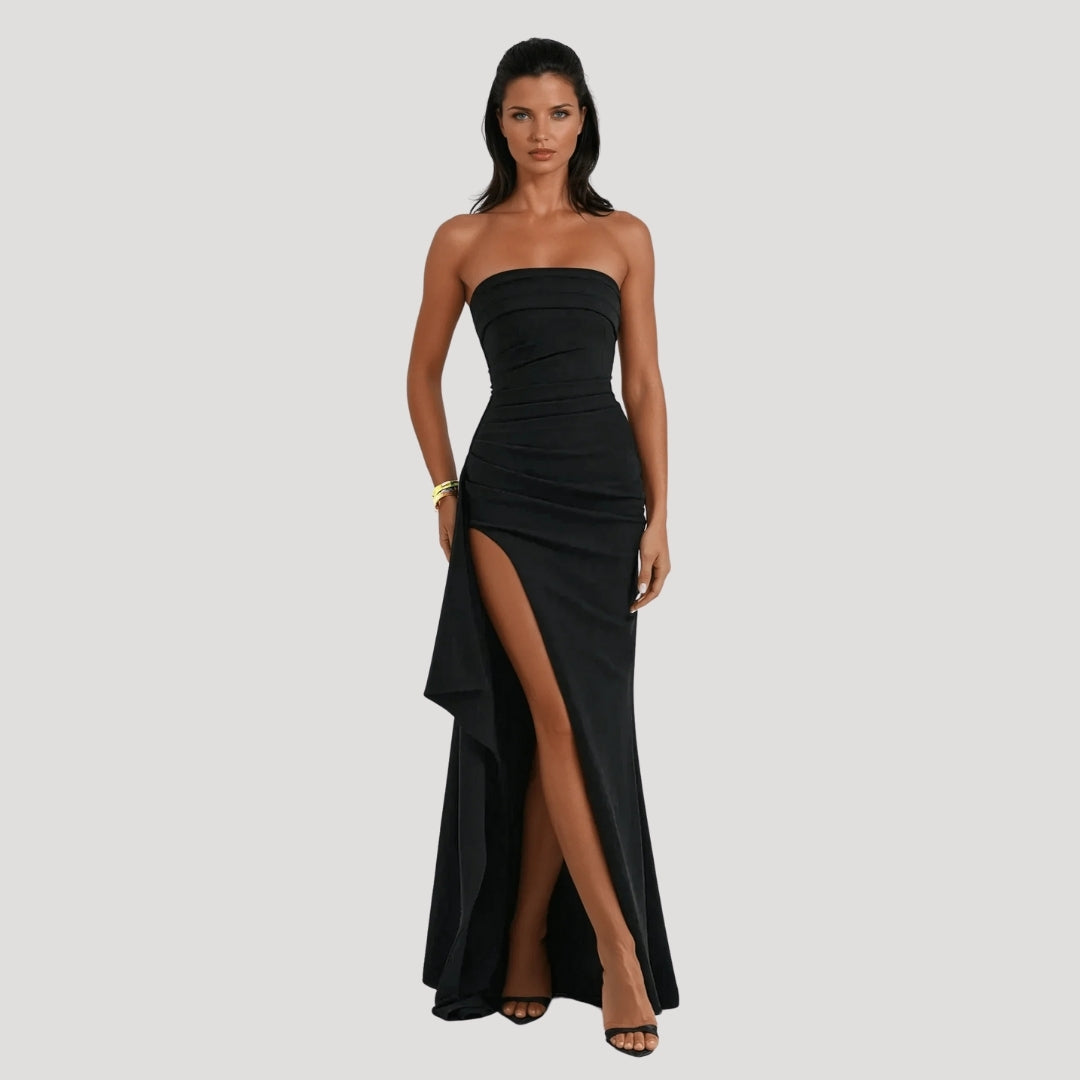Women's Maxi Dress Strapless High Slit Formal Evening Wear