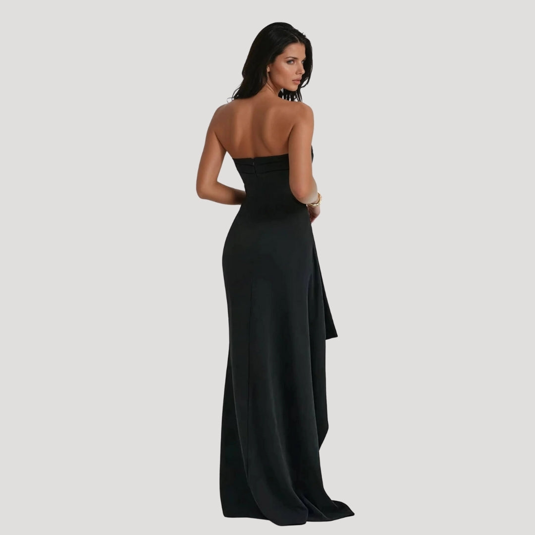 Women's Maxi Dress Strapless High Slit Formal Evening Wear
