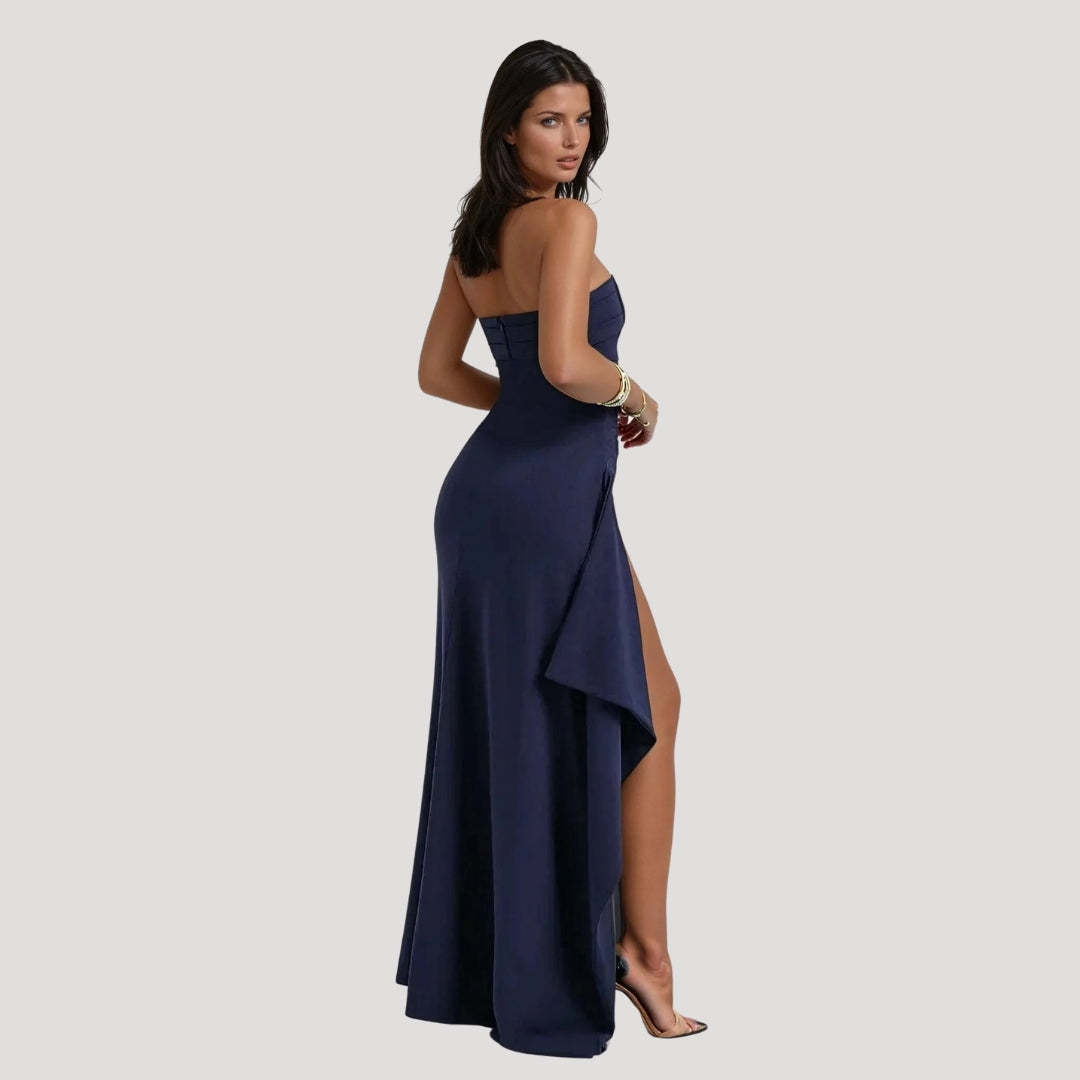 Women's Maxi Dress Strapless High Slit Formal Evening Wear