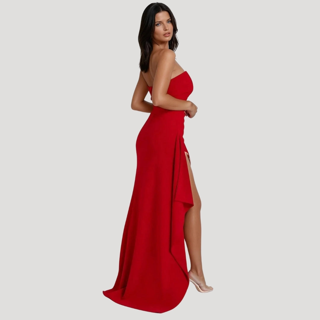 Women's Maxi Dress Strapless High Slit Formal Evening Wear