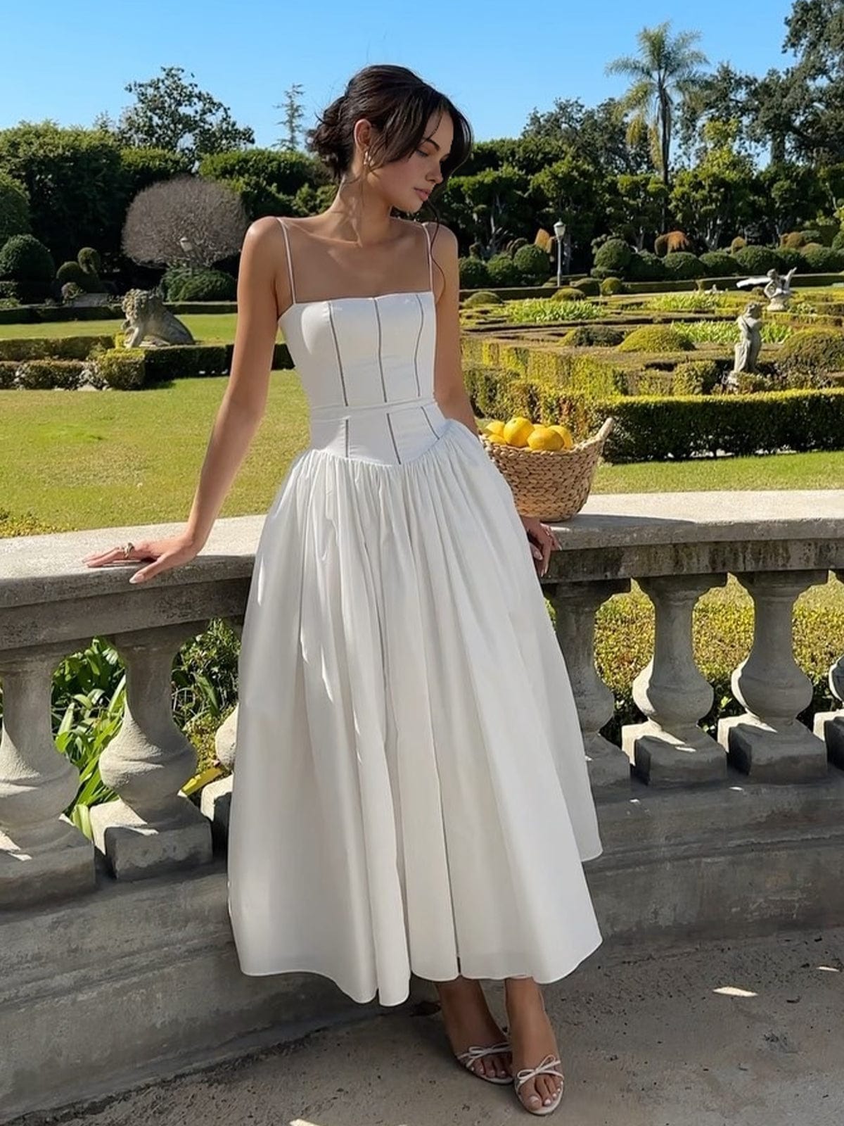 Women's Corset Midi Dress | V-Neck, Sleeveless, Bodycon, Elegant
