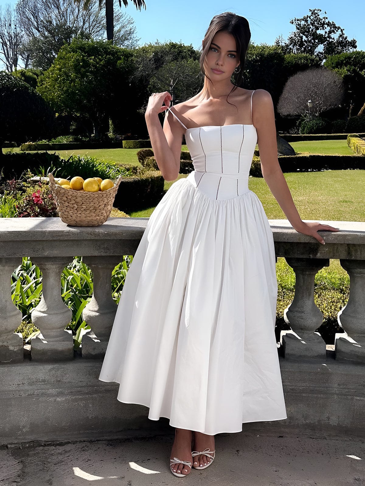 Women's Corset Midi Dress | V-Neck, Sleeveless, Bodycon, Elegant
