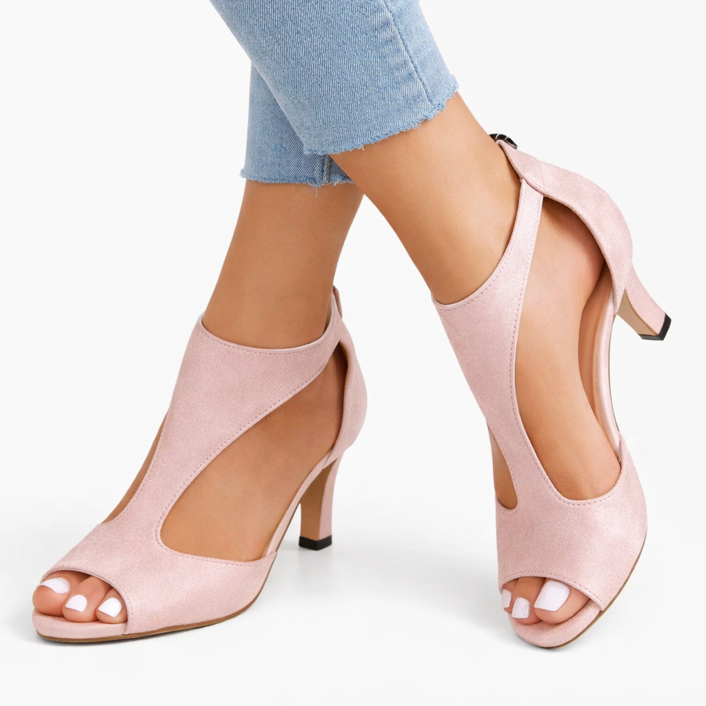Women's Heeled Sandals Cushioned Support Cut-Out Design